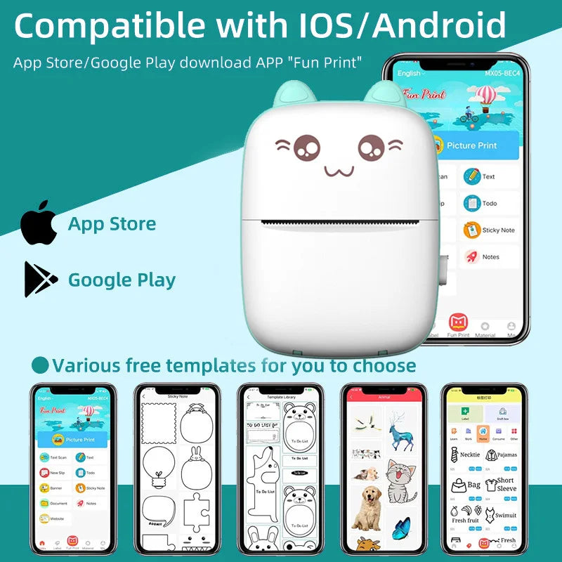 C9 mini HD printer portable sticker label Printer Bluetooth pocket thermal printer with paper for student note inkless printing